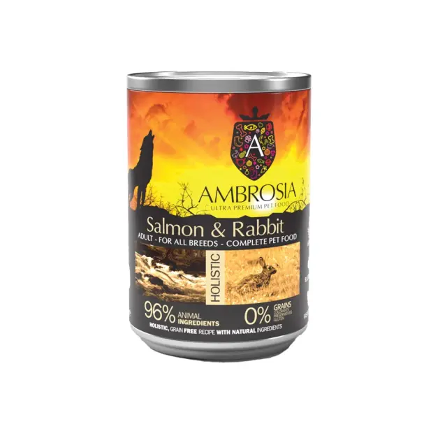 Κονσέρβα Σκύλου Ambrosia Sensitive Σολομός & Κουνέλι 400gr