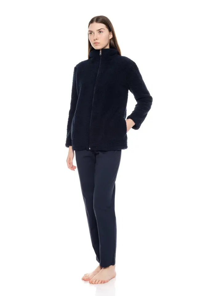 W1477 - Yacht Blue - ROBE ZIPPER FLEECE FLUFFY 2