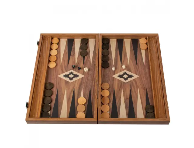 Σετ Χειροποίητο Τάβλι Basic Walnut Replica Wood Manopoulos με υποδοχές για πούλια και διαστάσεις 48x30cmBXL1KK