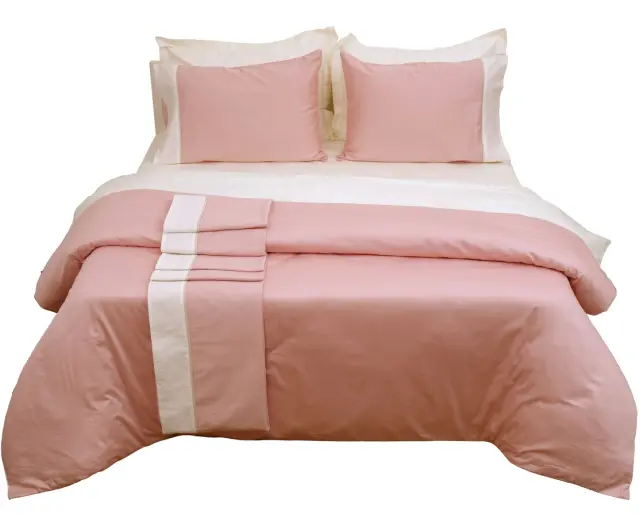 Παπλωματοθήκη 220Χ240 Υπέρδιπλη Luxury Bicolour Anna Riska Blush Pink-Ivory