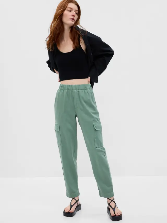 Πράσινο Twill Cargo Παντελόνι sage green