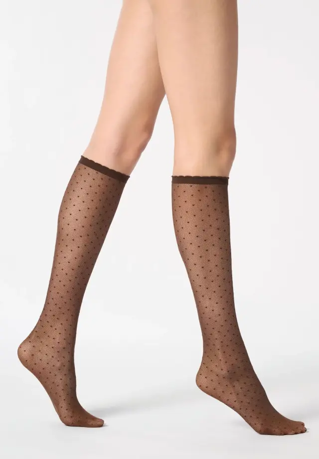 Oroblu Plumetis Κάλτσες Τρουακάρ Πουά-Mesh Moka 30 Denier - One Size