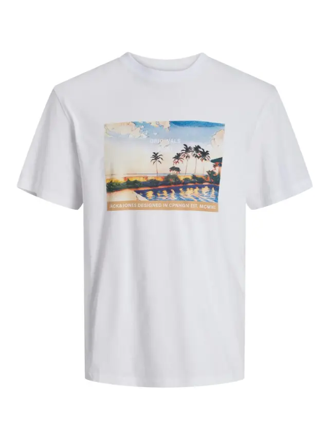 JORTAMPA GRAPHIC TEE SS CREW NECK bright white - XL