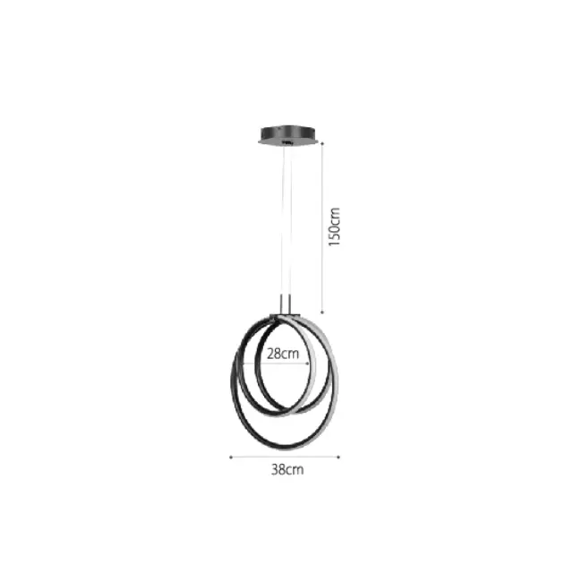 InLight Κρεμαστό φωτιστικό LED 40W 3CCT (by switch on base) σε μαύρο χρώμα D:38cm (6080-BL) 2