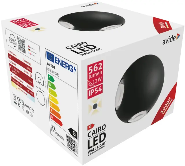 Avide Εξωτερικό Φωτιστικό Τοίχου Cairo 4 Way LED 12W Θερμό 3000K IP54 15.001.0819 2