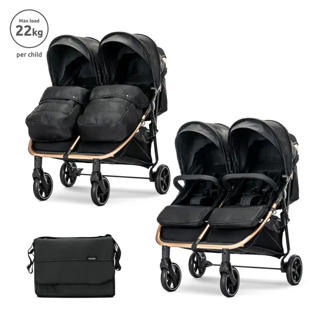 Lorelli καρότσι "TWIN BABY- DUO" Black Μαύρο