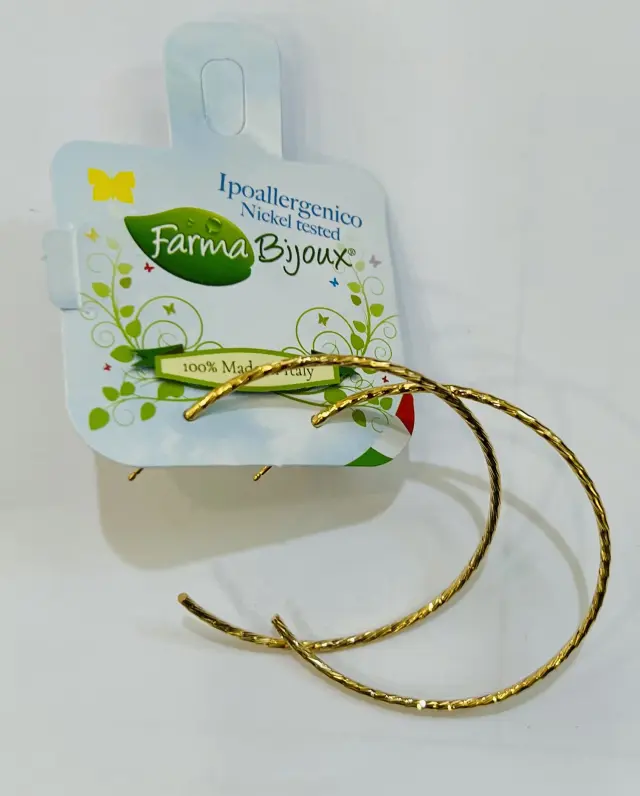 Farma Bijoux Υποαλλεργικά Σκουλαρίκια Κρίκοι Σφυρίλατοι Χρυσοί 40mm (BECG503-40M)