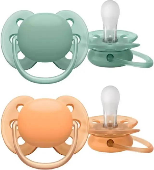 Philips Avent Ultra Soft Ορθοδοντικές Πιπίλες Σιλικόνης Πράσινο / Πορτοκαλί για 18+ μηνών 2τμχ