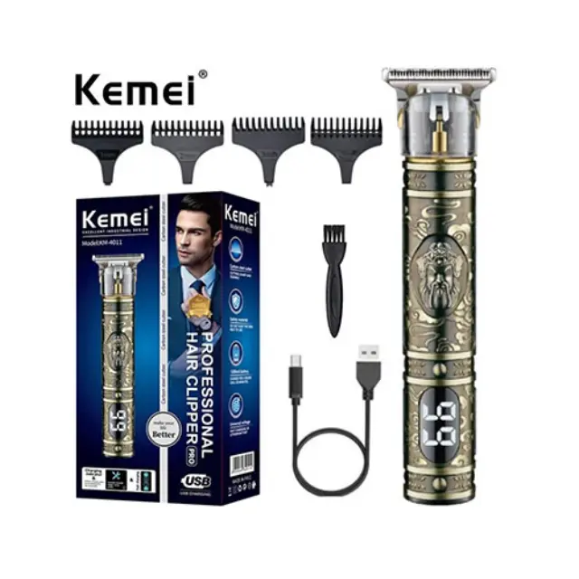 Kemei Επαναφορτιζόμενη Κουρευτική Μηχανή Χρυσή KM-4011 3