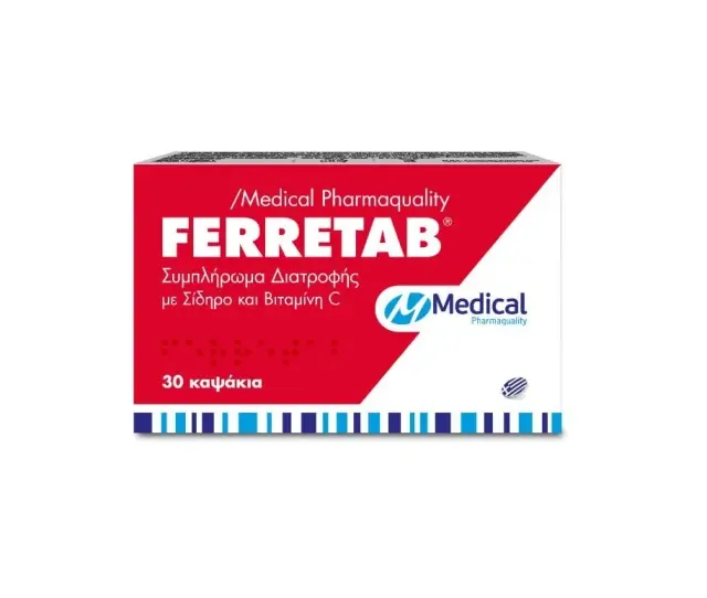 Medical Pharmaquality Ferretab Σίδηρος Βραδείας Αποδέσμευσης 30mg με Βιταμίνη C 80mg 30 Κάψουλες