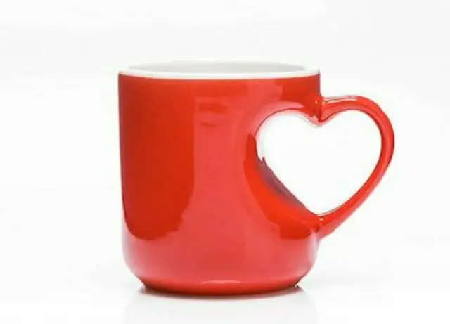 Lover's Mug - Κεραμική Κούπα "Αγάπης" Με Χερούλι Καρδιάς- Κόκκινη
