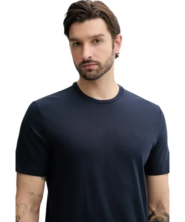 Calvin Klein - Ανδρικό T-shirt Smooth Cttn Solid Regular Fit LV040HM265-CEF Μπλε Σκούρο 3