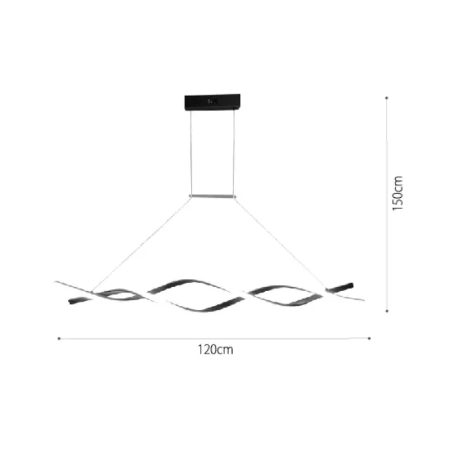 InLight Κρεμαστό φωτιστικό LED 40W 3CCT (by switch on base) σε μαύρο χρώμα D:120cm (6085-BL) 2