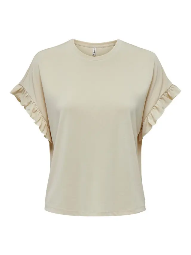 T-shirt με λεπτομέρεια στο μανίκι - Μπεζ - XS 2