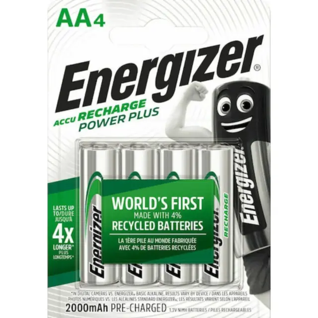 Energizer Power Plus Επαναφορτιζόμενες Μπαταρίες AA Ni-MH 2000mAh 1.2V 4τμχ Προφορτισμένες Υψηλής Απόδοσης