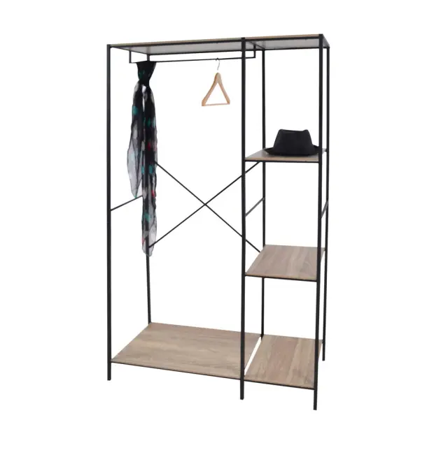 Ντουλάπα Ανοιχτή Μαύρο Ξύλο/Μέταλλο 90x41x167cm Ankor 2