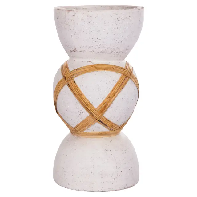 ΔΙΑΚΟΣΜΗΤΙΚΟ ΒΑΖΟ ΔΑΠΕΔΟΥ FB94672.02L TERRACOTTA ΛΕΥΚΟ--RATTAN Φ32x62.5Υεκ. 3