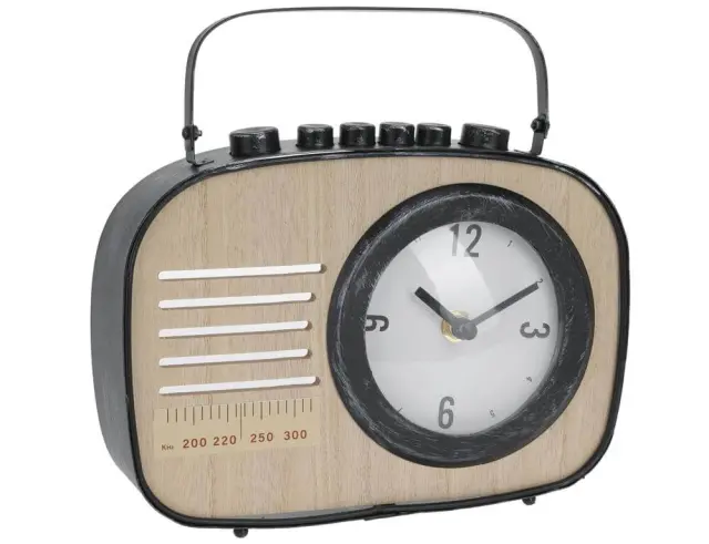 Eπιτραπέζιο ρολόι radio model C37568650 Μεταλλικό με mdf, 22x6x21cm C37568650