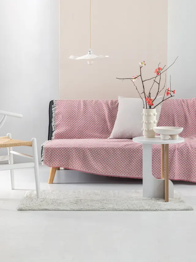Ριχτάρι Πολυθρόνας 180x210 Palamaiki Mary 70% Βαμβάκι-30% Πολυέστερ- Rose