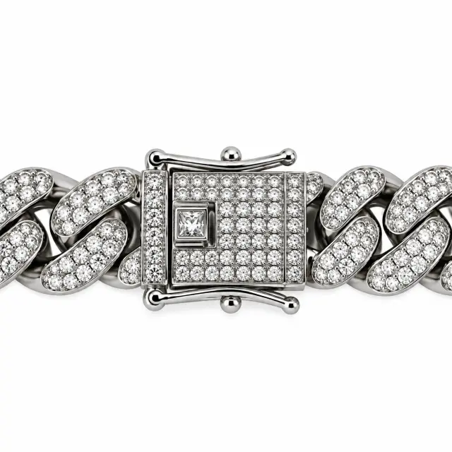 Ghetto Silver Cuban Chain Zircon | Stainless Steel Necklace 50cm 2