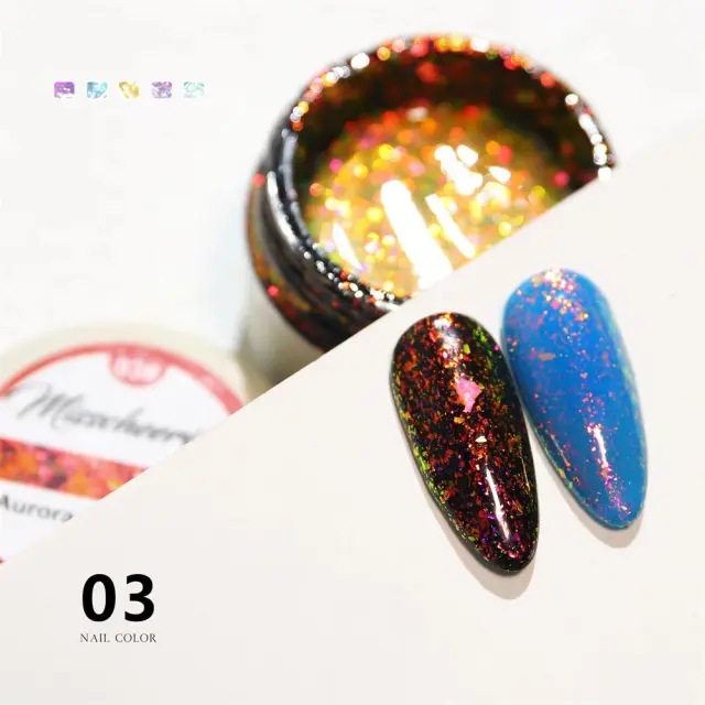 Top coat aurora glitter no wipe 6ml OEM 003