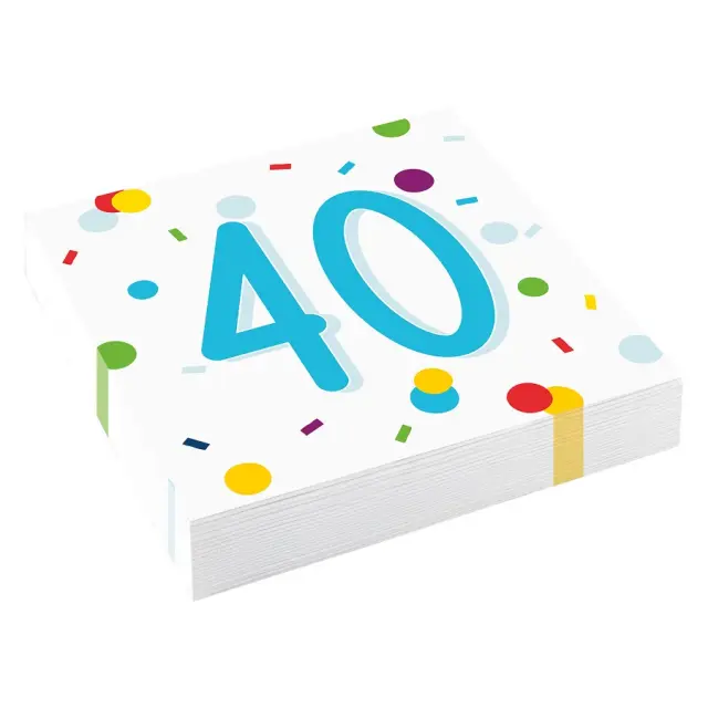 Χαρτοπετσέτες φαγητού 33εκ Party 40 Confetti Birthday /20 τεμ