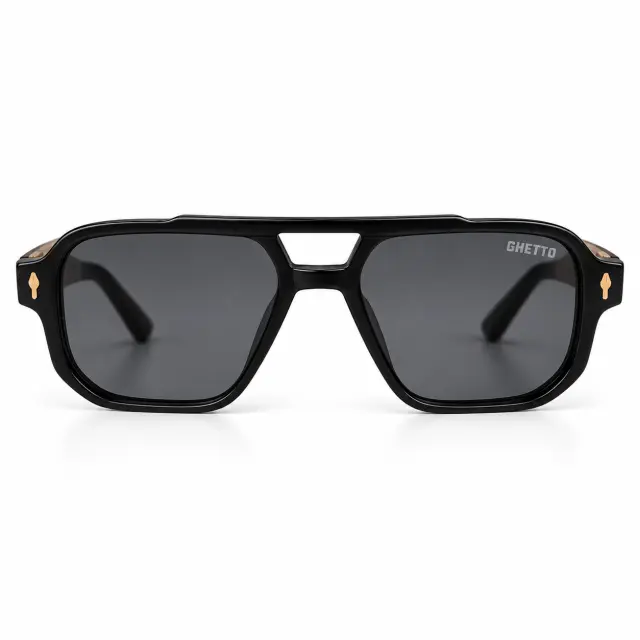 Ghetto Sunglasses – Black + Natural Wood | Urban Streetwear Unisex
