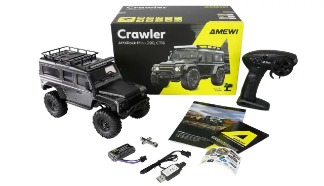 AMEWI AMXRock Mini-D90 Τηλεκατευθυνόμενο Crawler 4x4 με Φώτα LED 1:16 Γκρι 22726 2