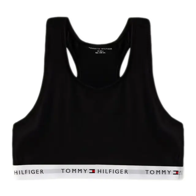Tommy Hilfiger Παιδικό Μπουστάκι Κορίτσι Signature Logo Racerback - Διπλό Πακέτο, Χρώμα Λευκό-Μαύρο 2