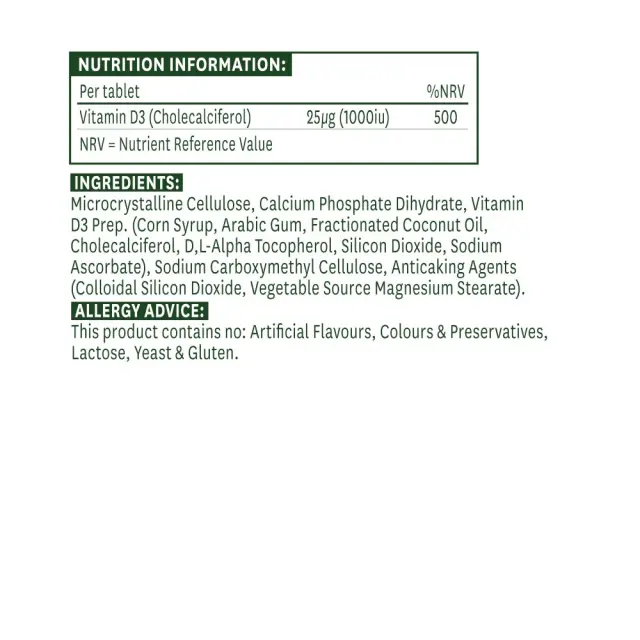 Natures Aid Vitamin D3 1000 IU (Vegan) 2