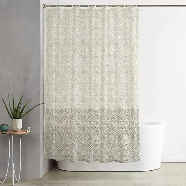 Κουρτίνα Μπάνιου 180Χ180 Viopros Φλωρεντία Beige 100% Πολυέστερ