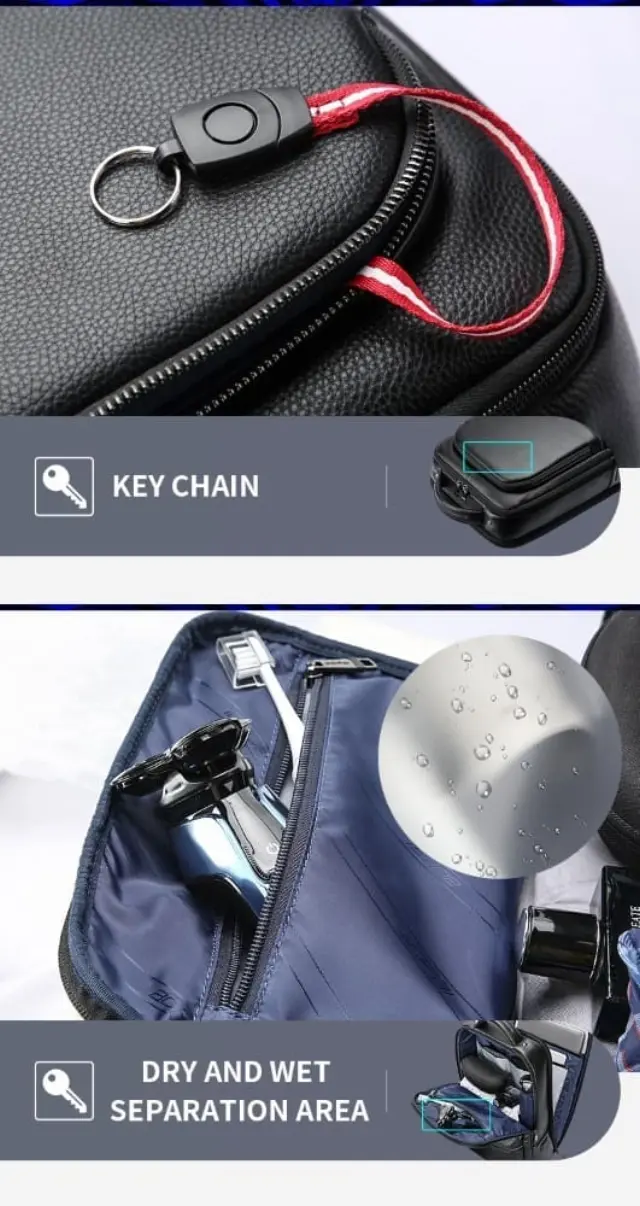 Δερμάτινο Σακίδιο πλάτης Αντικλεπτικό 24L Laptop 15,6 Bopai 61-70111 μαύρο - One Size 2