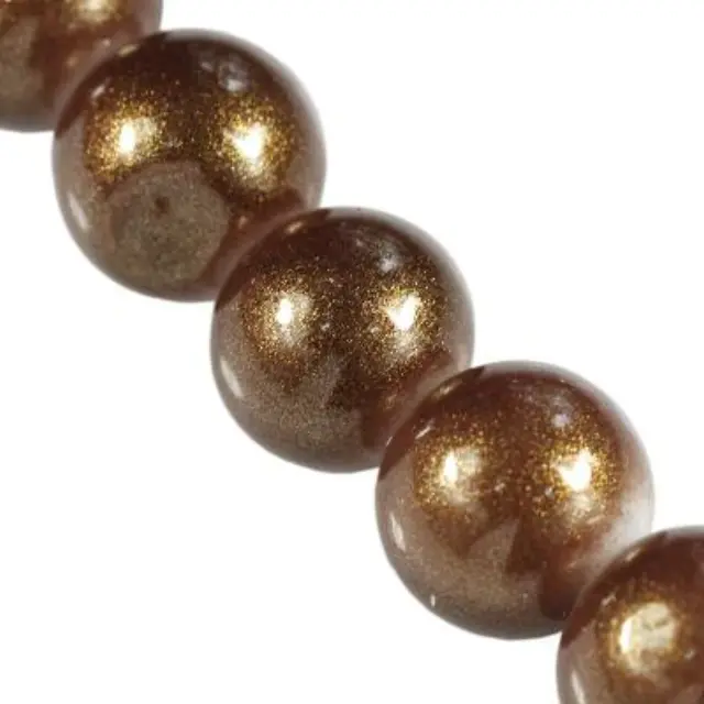 Χάντρα Γυάλινη Gold Powder Beads - Ø10mm - Brown ~80τεμ