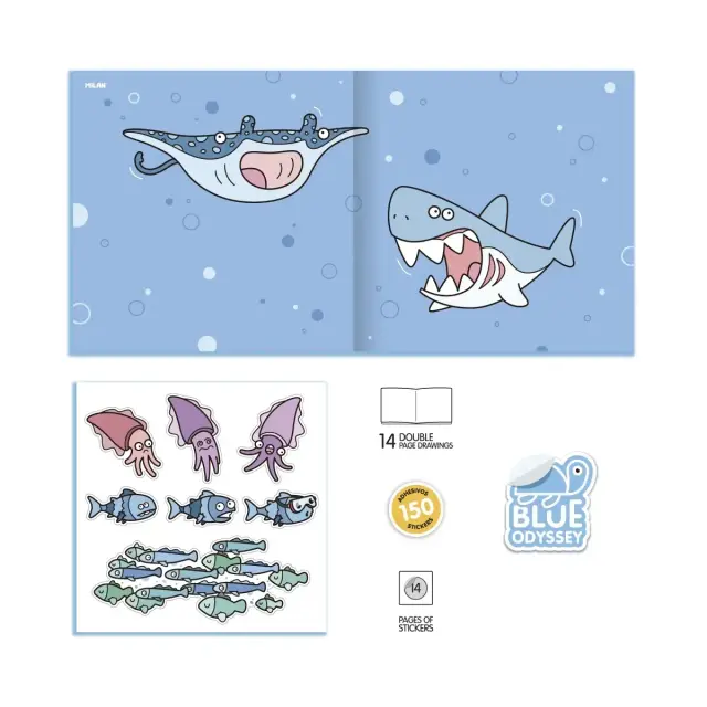 Milan Βιβλίο Χρωματισμού με 150 Αυτοκόλλητα / Stick & Colouring Book: Blue Odyssey 2