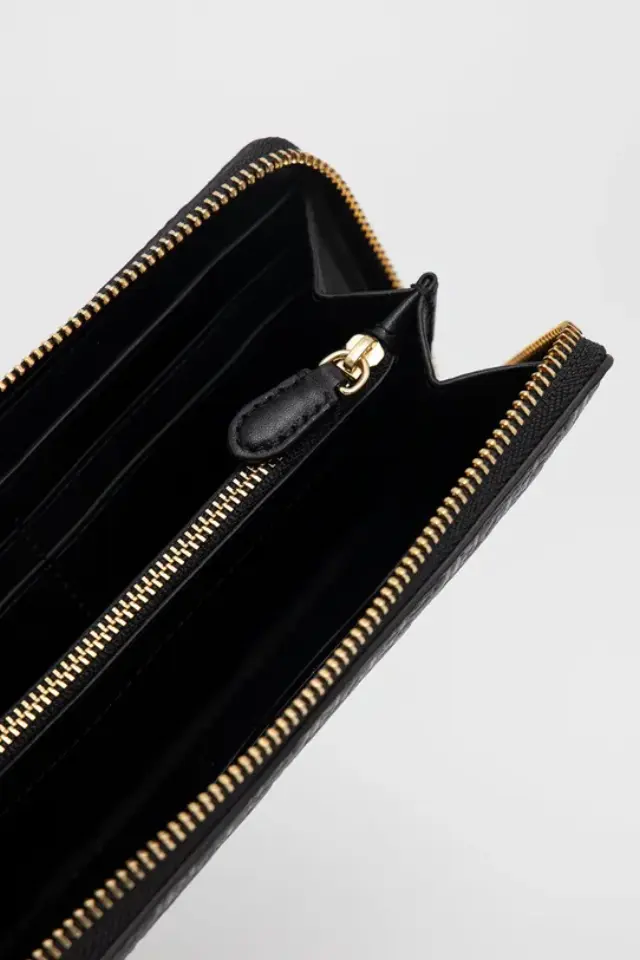 Ralph Lauren - Δερμάτινο Μεγάλο Πορτοφόλι Γυναικείο Zip Cont Wlt 432883655001 Μαύρο 3