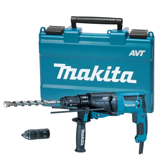 Makita HR2631FT12 - Πνευματικό Περιστροφικό Πιστολέτο SDS-PLUS AVT 800W με Σετ Τρυπανιών 17 Τεμαχίων και Ταχυτσοκ 2