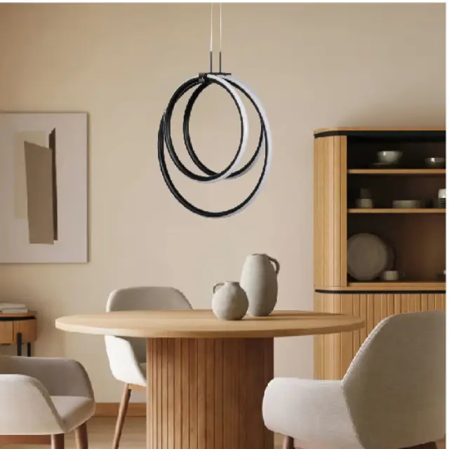 InLight Κρεμαστό φωτιστικό LED 40W 3CCT (by switch on base) σε μαύρο χρώμα D:38cm (6080-BL) 3