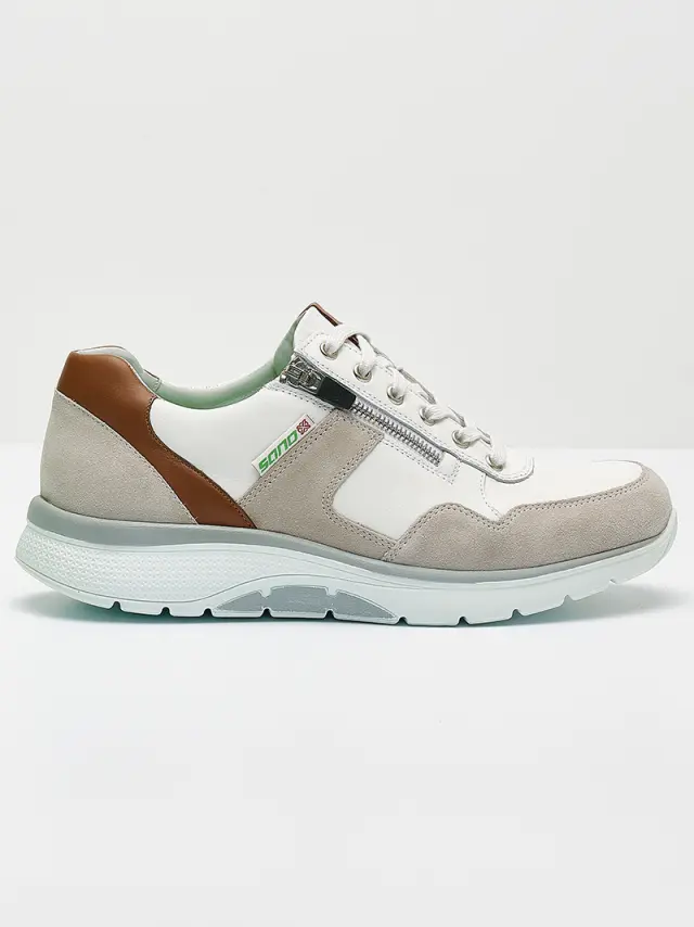 Mephisto/Sano Sneakers Ανδρικό δέρμα/δέρμα Nubuck Άσπρο SAN/AMORY STONE 2