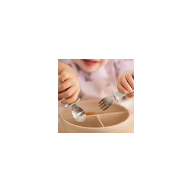 Σετ Κουτάλι Και Πιρούνι BabyOno Από Ανοξείδωτο Ατσάλι Ροζ BN1665/02 2