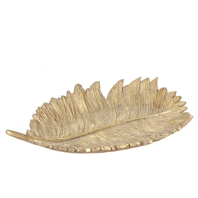 Μπωλ χρυσό πολυρεζίν σχήμα φτερό 19,3x11x3,3cm Zaros 26652 HE565