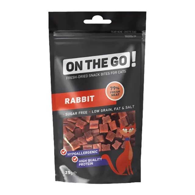 On The Go Bites Λιχουδιά Με Γεύση Κουνέλι Για Γάτες 25gr Μονόχρωμο
