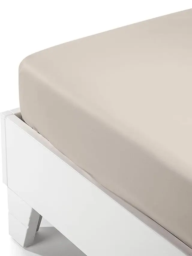 Κατωσέντονο Satin με λάστιχο Beige Υπέρδιπλο (180x200+40) Sunshine