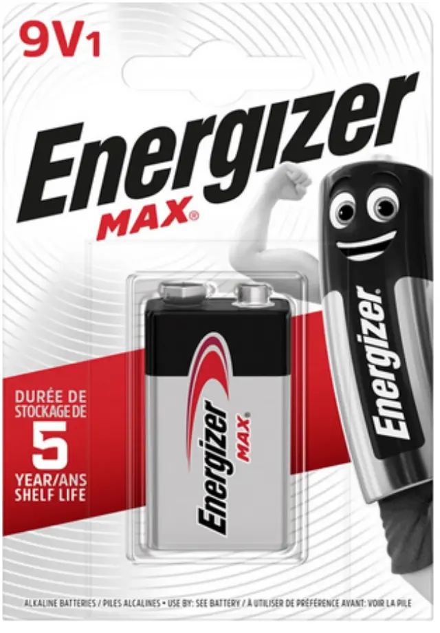 Αλκαλική μπαταρία Εnergizer MAX 9V-9B-6LR61, σε blister 1 τεμαχίου.