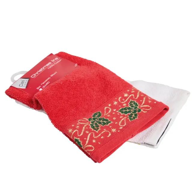 Πετσέτες Κουζίνας Σετ 2Τεμ 30x50 Christmas Das Home 0909 Red-White 100% βαμβακερό 2