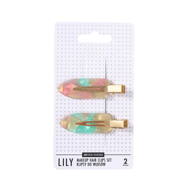 Sister Young LILY Makeup Hair Clips Set Pink Green (2 τεμάχια)