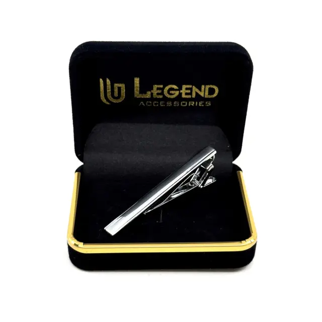 Ασημί Κλιπ Γραβάτας 6 cm με Σμάλτο – LGD-TC-126/6CM