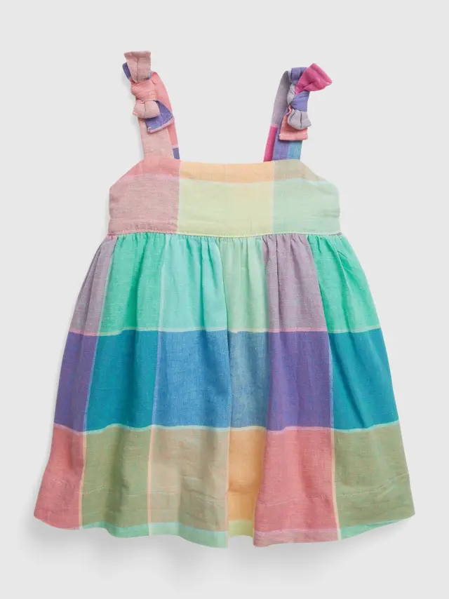 Multi Βρεφικό Linen-Cotton Spring Καρό Φόρεμα easter plaid