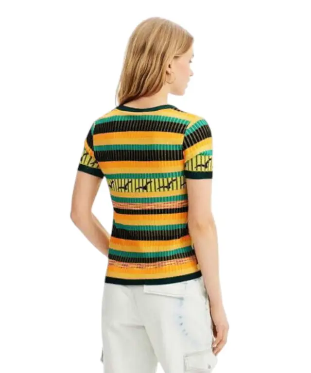 Desigual - Γυναικείο Κοντομάνικο Πουλόβερ Knit Landscape 23SWTKAE-8018 Κίτρινο 2