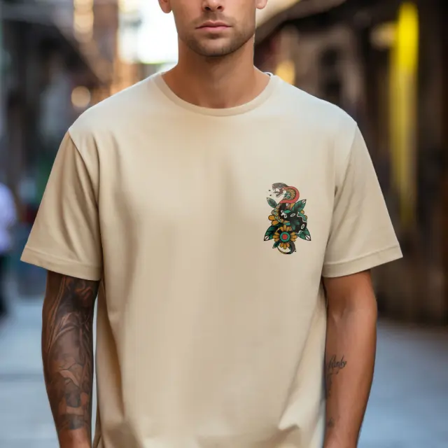 T-shirt Noshame® Signature Μπεζ με Τύπωμα Snake - 122336 - XXL