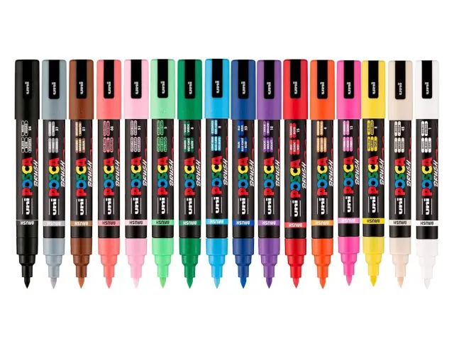 Μαρκαδόροι Σχεδίου Uni Posca PC-5BR Βasic Colors Medium με πάχος μύτης 1-4mm - 16 τεμάχιαPC-5BR 16P 2